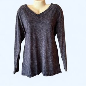 ZENANA Charcoal Long Sleeve V-Neck PLUS Size Top
